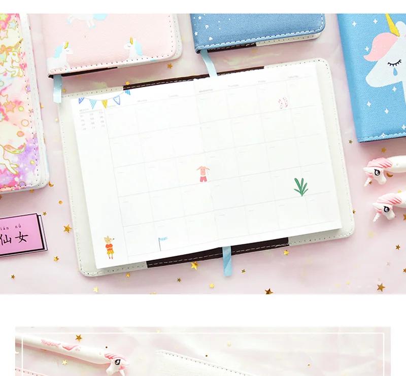 Kawaii Unicorn записная книжка Bullet Journal Agenda Planner Тканевая обложка Записная книжка Дневник ежемесячный недельный для планирования расписания школьные принадлежности