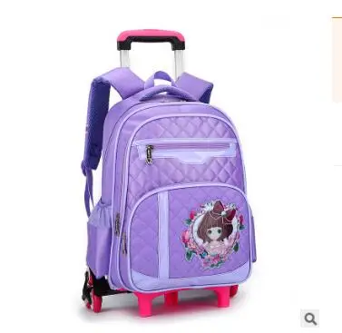 6wheels purple Девушки Путешествия Рюкзак-тележка на колесах детские школьные рюкзаки Детский камера троллейбус школьная сумка рюкзак - Цвет: 6wheels purple