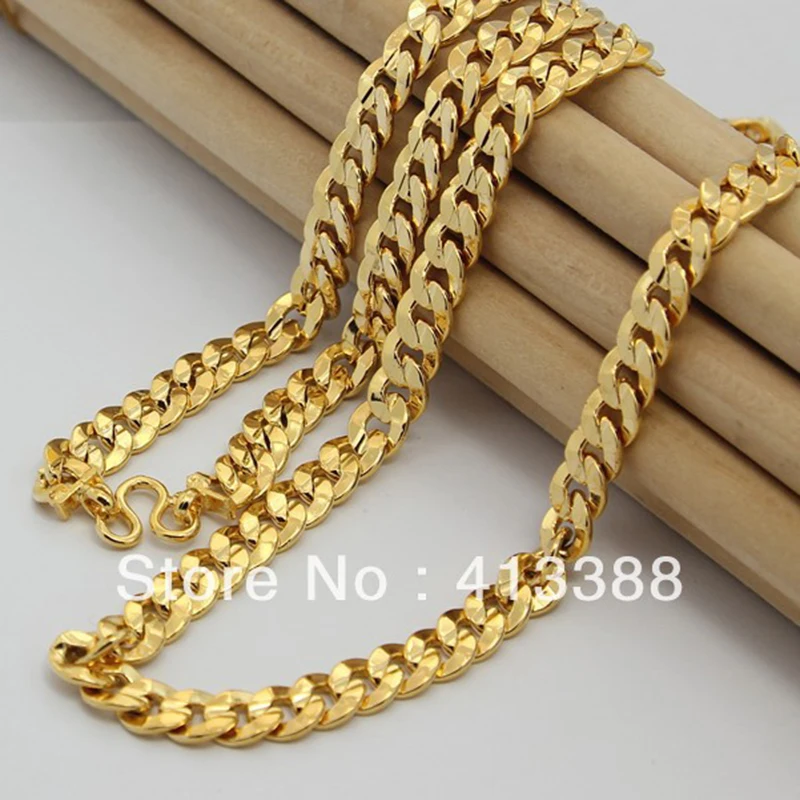 

NEC1562 New Arrivals 2016Trendy Mens Jewelry 8mm 18inch Chain Necklace Gold 24K Plated Items Retail & Whole sale Men Necklaces