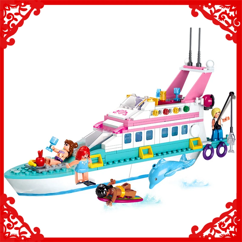 

SLUBAN 0609 Block Dolphin Cruiser Vessel Ship Model 328Pcs DIY Educational Building Toys Gift For Children Compatible Legoe