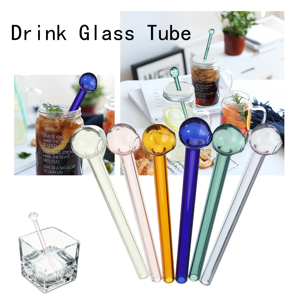 1Pcs 100mm Fashion Glass Pipes Portable Creative Glass Straws Smoothie