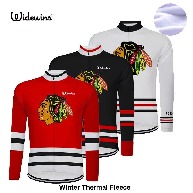 Chicago blackhawks Pro тканевая зимняя высококачественная велосипедная Джерси, длинная гоночная профессиональная велосипедная Джерси, Зимняя Теплая Флисовая 8002