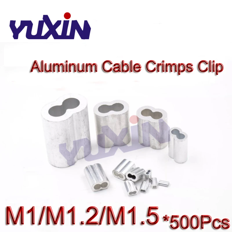 

500Pcs M1 M1.2 M1.5 8 Shape Aluminum Ferrules Wire Rope Aluminum Ferrules Crimping Sleeves Clamps Clip Swage Trap Barrel Fitting