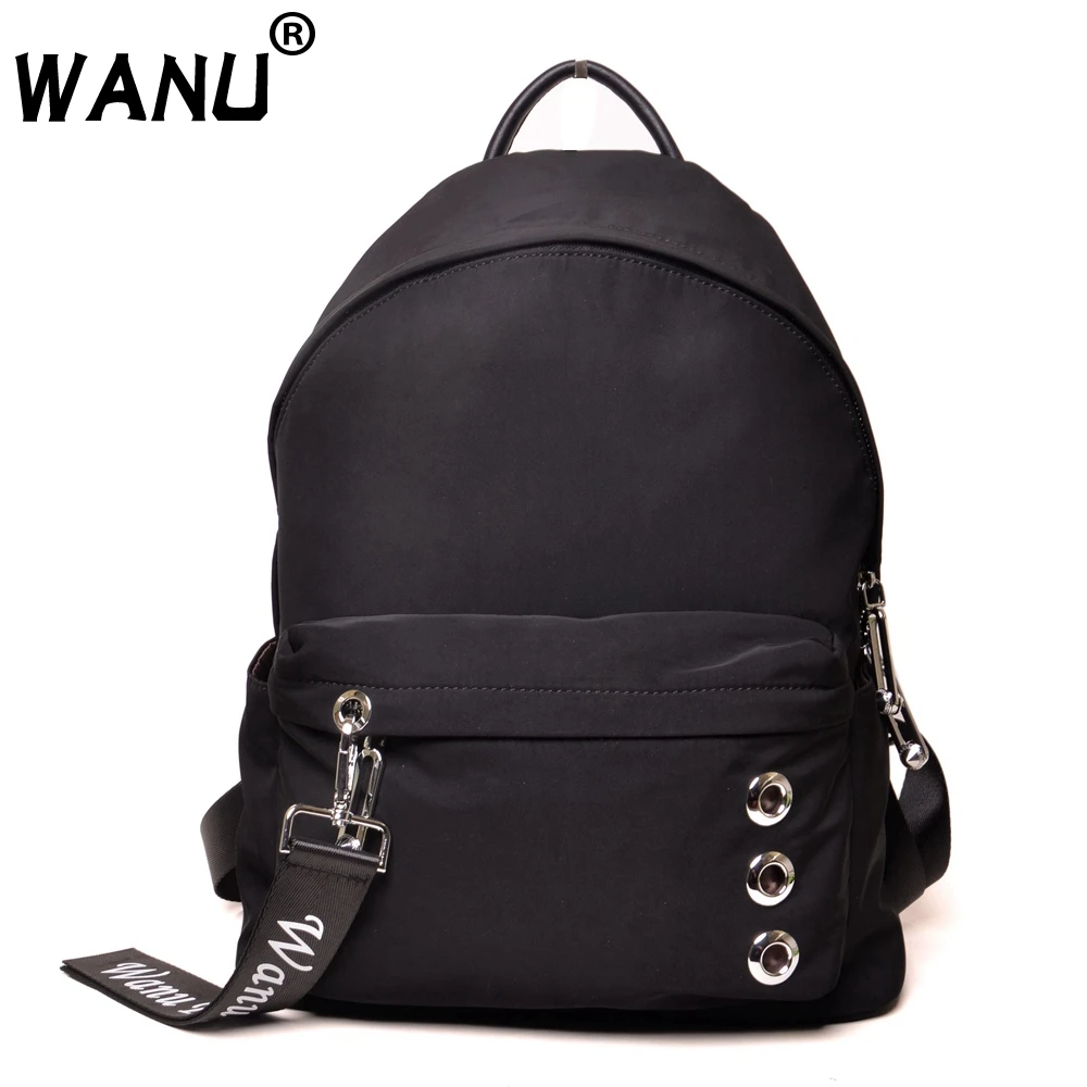 

WANU Brand Designer Backpacks Women High Quality Oxfrod and Leather Bookbag Small Back Pack Women Mochila Feminina Bag Gft
