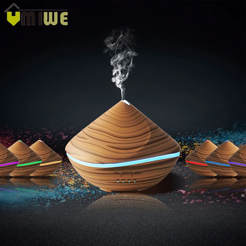 

500ml Aroma Essential Oil Diffuser Aromatherapy Wood Grain Ultrasonic Humidifier with LED Night Light for Home Bedroom Office