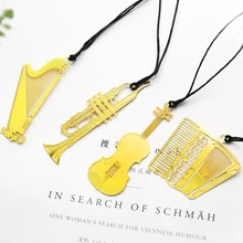 6 шт./партия Корейская металлическая Закладка музыкальный инструмент позолоченный Kawaii изящная аппликация Закладка Скрипка Гитара Закладка арфа