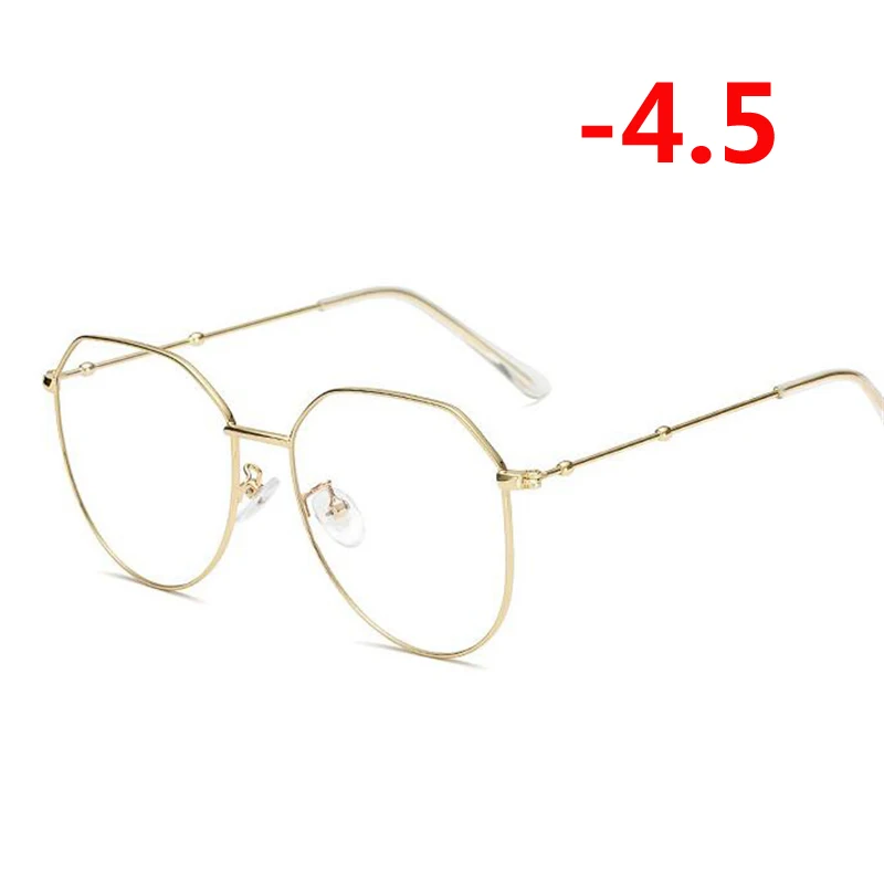 myopia 450 Готовые Очки для близорукости унисекс Ретро из нержавеющей стали близорукие очки овальные очки для близорукости-1,0-1,5-2,0 до-4,0 - Цвет оправы: myopia 450