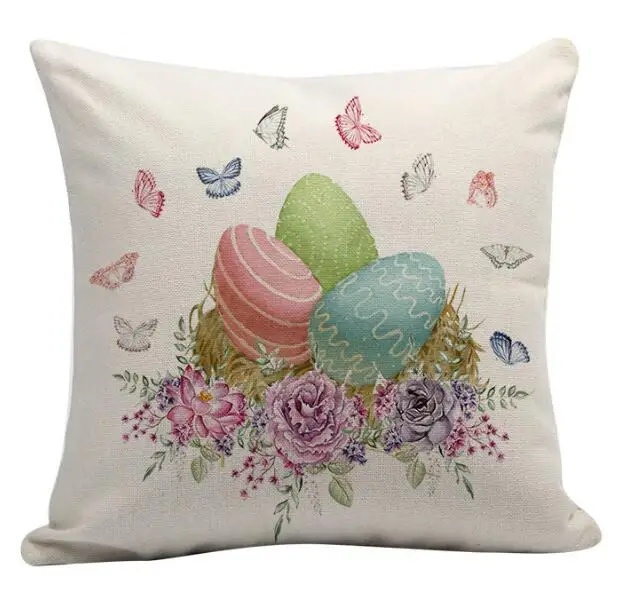 Пасхальные наволочки для диванной подушки кровать дома фестивальные декорации Лен Хлопок Чехлы для подушек Пасхальный кролик пасхальное яйцо печатных наволочки - Цвет: color12