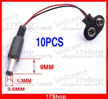 

10PC 9V Battery Button TO 3.5 1.3mm DC Power Plug Cable