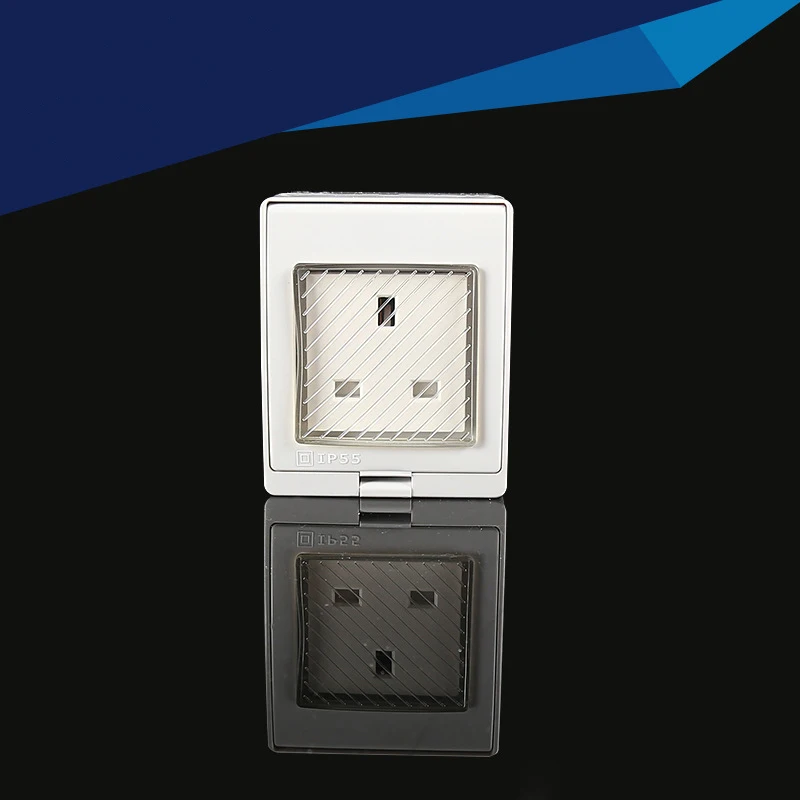 

2PCS IP55 Report CE Wall Waterproof Dust-proof British Power Socket, 13A UK Standard Electrical Outdoor Outlet Grounded