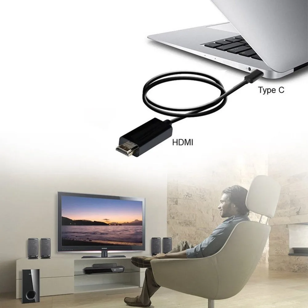 Type C USB-C к HDMI кабель HD видео конвертер 6FT USB 3,1 быстрая передача данных домашний кинотеатр адаптер для планшета ноутбука