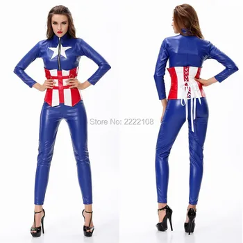 

2018 Sexy Costume Adult Superheroes Sexy Women Halloween Captain America Costume Super Heroes Bodysuits Avengers Cosplay Clothes