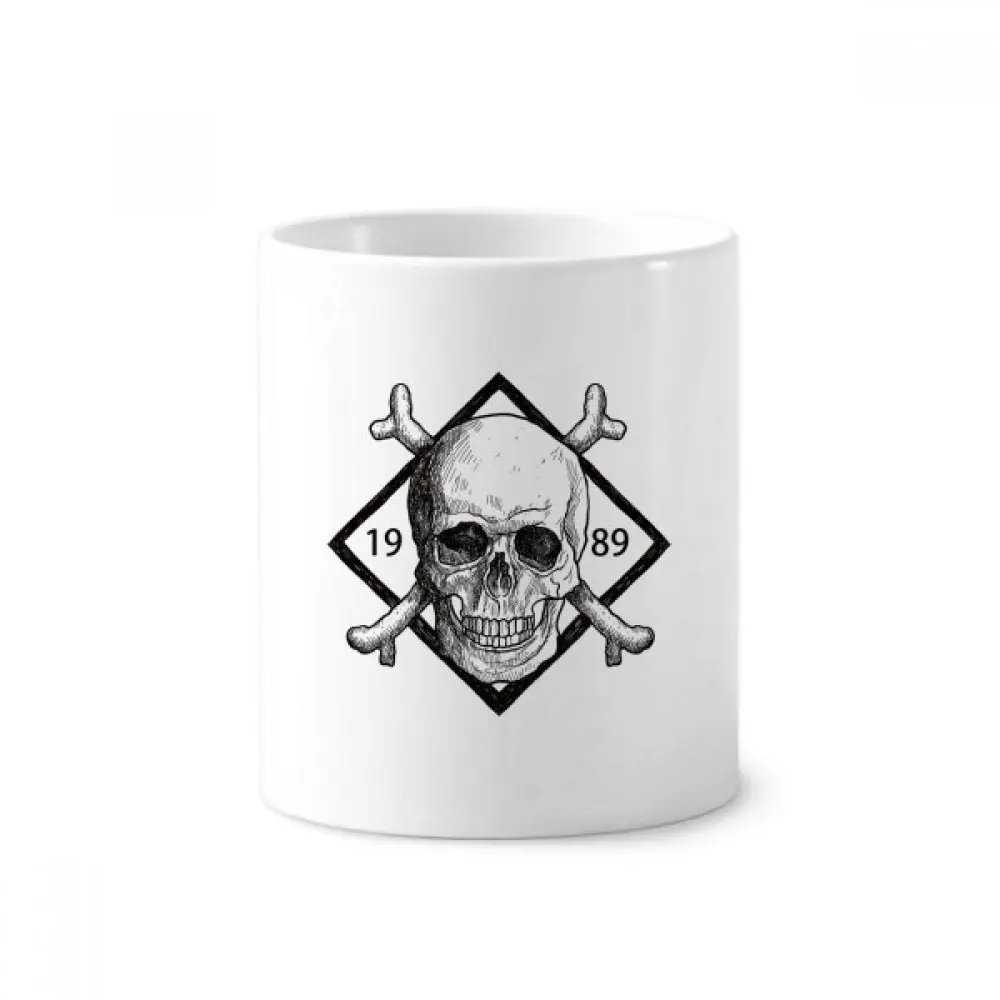 

Skeleton Pirate 1989 Decoration Pattern Toothbrush Pen Holder Mug White Ceramic Cup 12oz