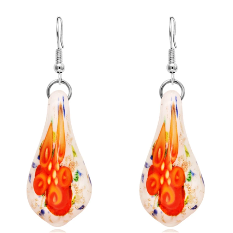 New Fashion Female Water Drop Earrings Handmade Glass Flowers Ethnic Dangle Earrings for Women Girl Jewelry wedding Gifts Fashion Jewelry