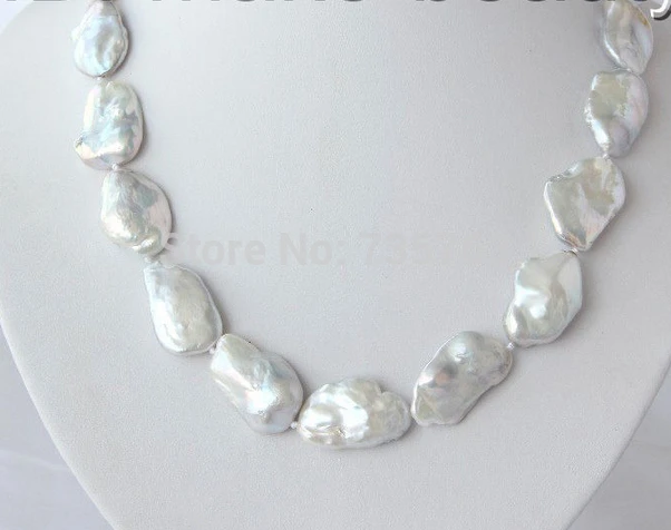 

HOT 0015109 baroque white keshi reborn freshwater cultured pearl necklace