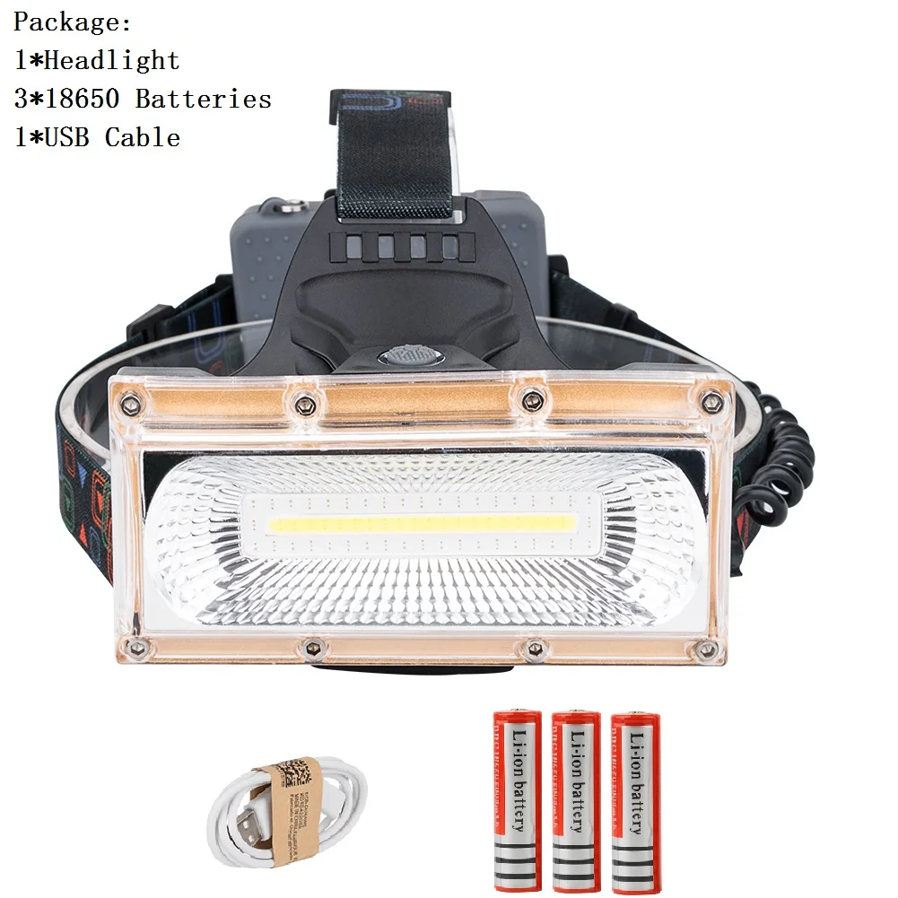 Sanyi COB светодиодный налобный фонарь высокой мощности светодиодный налобный фонарь для кемпинга 3 режима Головной фонарь 3x18650 перезаряжаемый фронтальный налобный фонарь - Испускаемый цвет: B