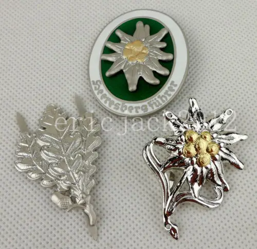

SET WWII German Mountain Division Edelweiss Badge Pin Insignia Sniper Badge