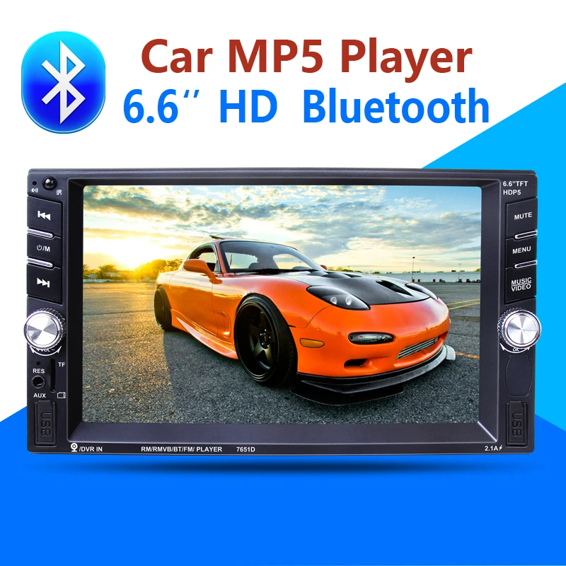  2 Din Car Multimedia Player Bluetooth AUX Stereo Radio FM MP3 MP5 Audio Video USB Charger Electronics autoradio steering-wheel 