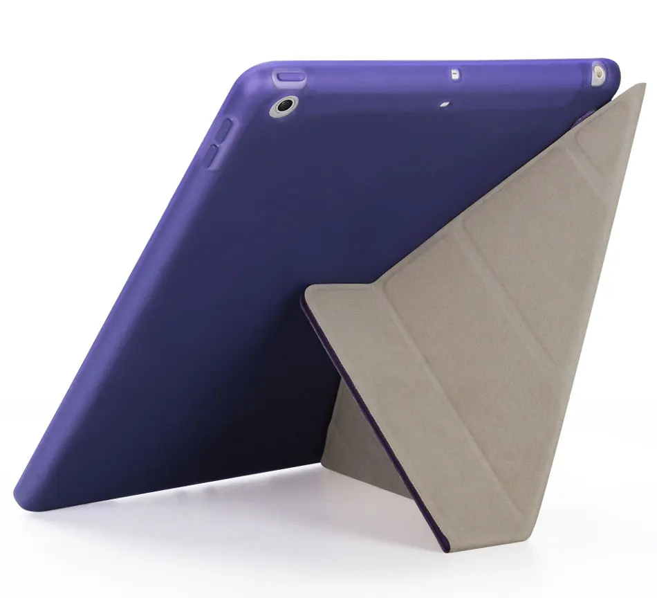 Multi-folded Tablets Case For iPad 9.7 2017 2018 TPU Soft Case PU Leather Tablet Case Protective Cover For iPad 9.7'' 2018 Case-5