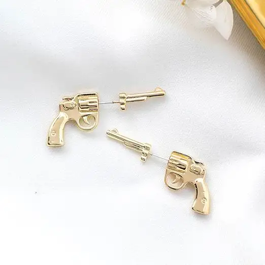 

MENGJIQIAO 2018 New Europe Creative Gun Design Dangle Earrings For Women Personality Fashion Street Ear Jewelry