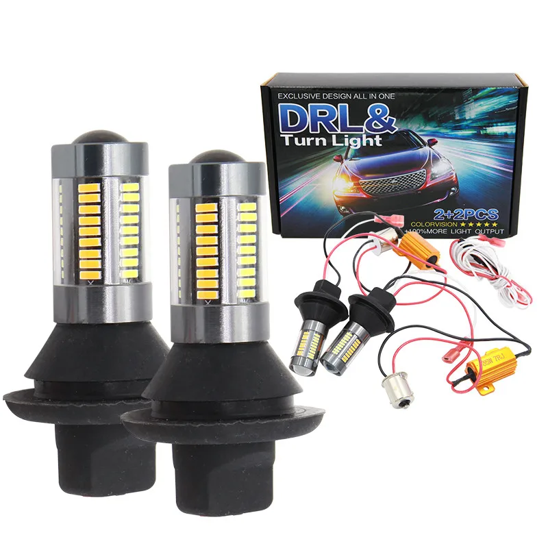 Авто 1156 BAU15S BA15S светодиодный P21W T25 3156 T20 7440 4014 66SMD дневные ходовые огни Белый Желтый
