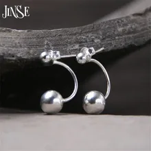 JINSE 8mm Round Ball Stud Earring for Women S925 Pure Silver Bead Earring Unisex High Quality Fashion Jewelry
