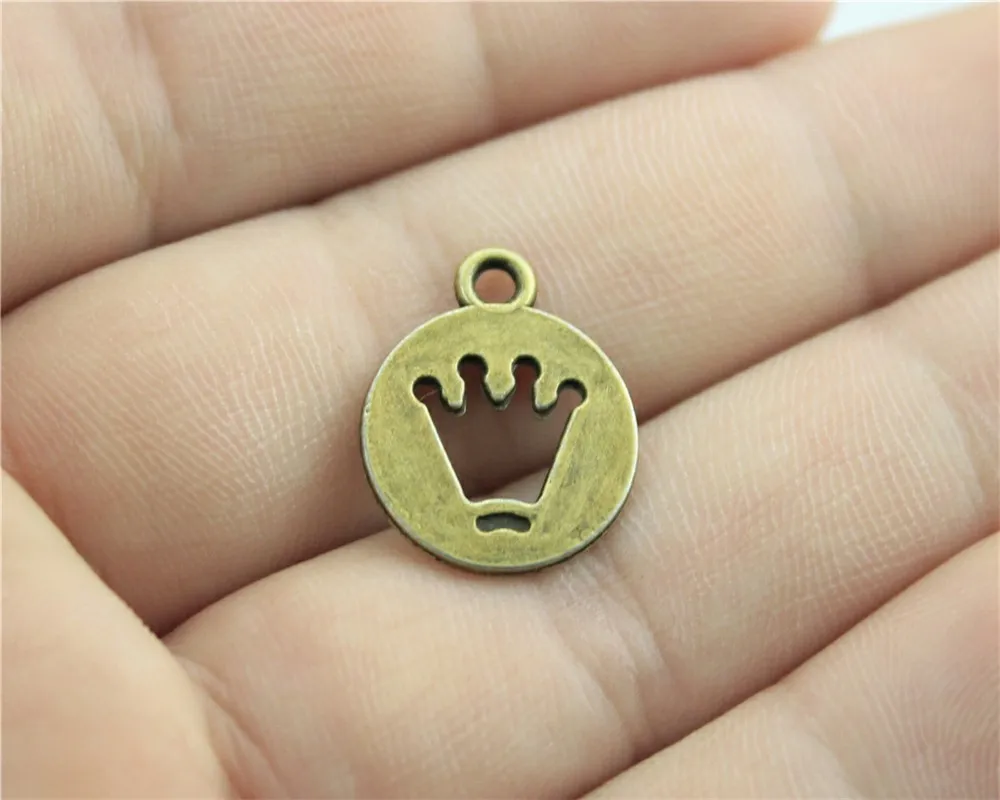 WYSIWYG 20pcs 15mm Vintage Crown Tag Pendants Charm For Jewelry Making