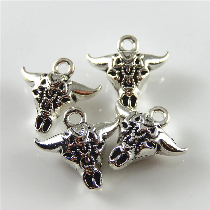 

(10pieces) Vintage Alloy Creative Cow Jewelry Man Necklace Pendant Retro Bracelet Charms Punk Dec 17*16mm Handmade Craft 52395