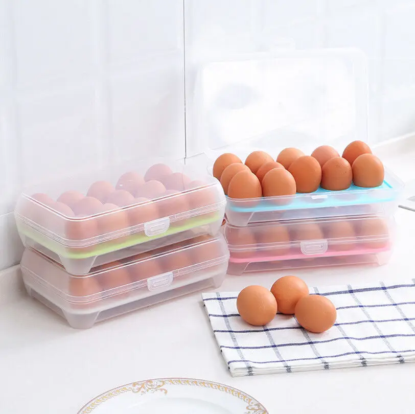 

1PCS Useful Refrigerator Eggs Storage Box 15 Eggs Holder Food Storage Container Case Space-saving Eggs Boxes Organizer 4 Colors