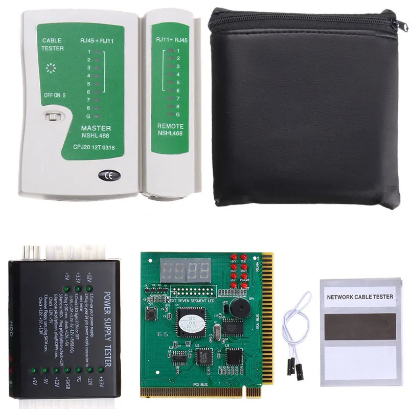 البريد اللوحة محلل اختبار كابل شبكة الكمبيوتر pc امدادات الطاقة فاحص kit