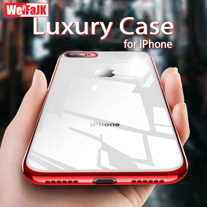 

WeiFaJK Case for iPhone 8 7 Plus Cases Luxury Coque New Clear Silicone Soft Cover for iPhone 7 8 Plus X Phone Case 6 6s tpu Capa