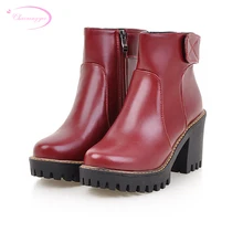 Chainingyee/милые осенние ботильоны; модные женские сапоги для верховой езды на высоком каблуке, на молнии, на платформе; Цвет черный, красный, желтый, серый, бежевый