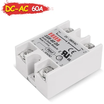 

Industrial Solid State Relay SSR 60DA 3-32V DC Input and 24-380VAC 60A AC Output Load SSR-60DA