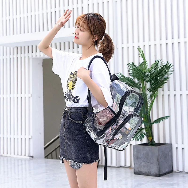 Hologram PVC Transparent Backpacks Unisex Waterproof Clear Travel Backpack Casual Girls School Bags Summer Holiday XA455H
