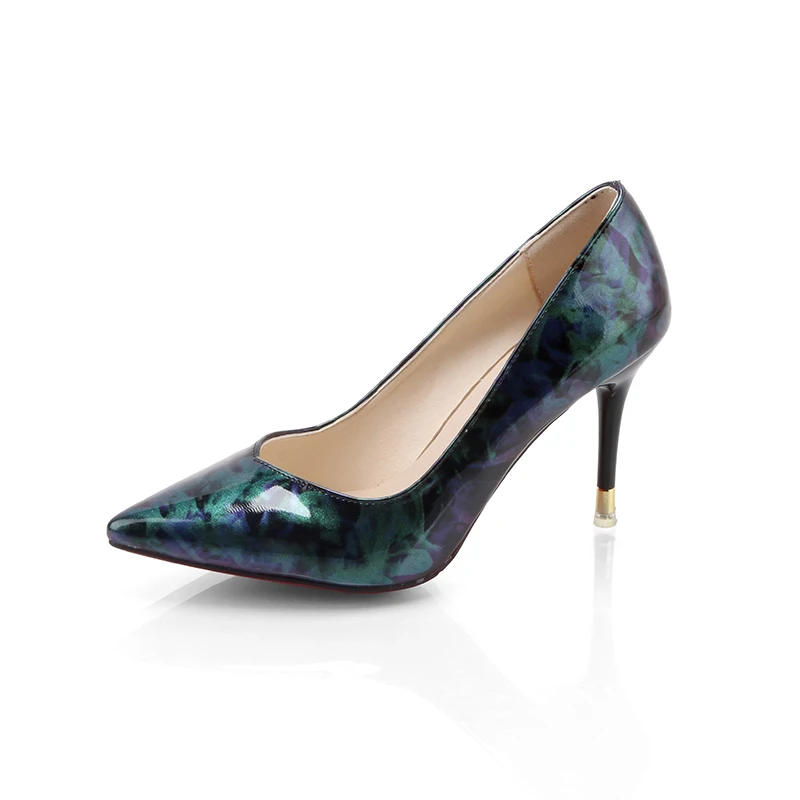 

Europe and the United States spring and autumn pointed sexy stiletto heels fashion national style pattern paint shoes.