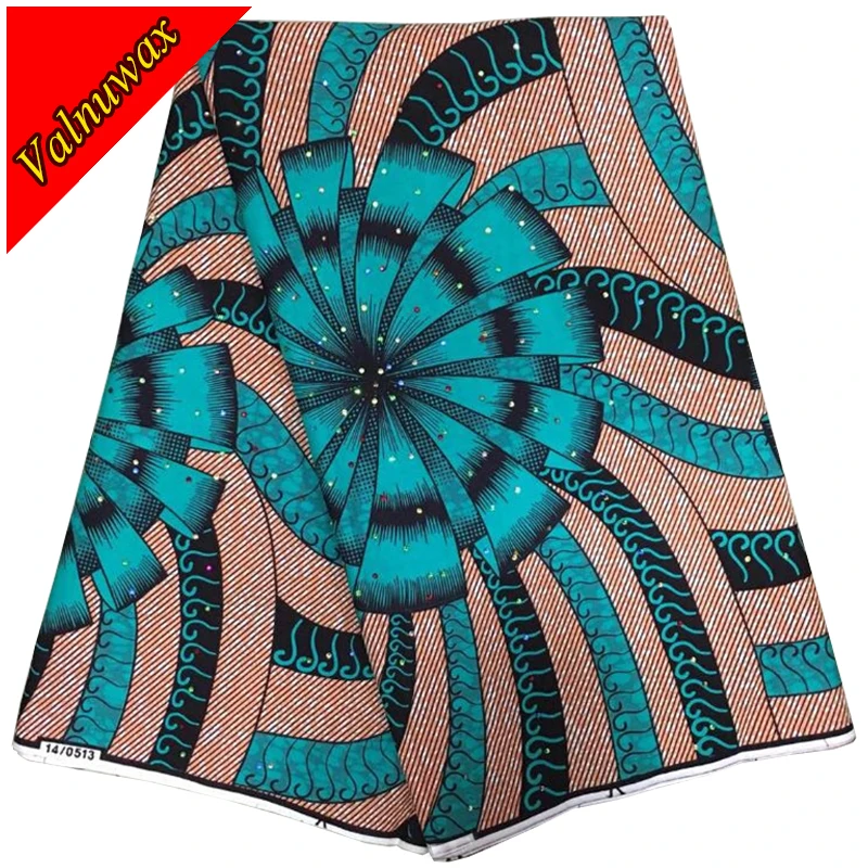 

wax fabrics African wax hollandaise prints fabric with stones 6yards for sewing ankara stylts wedding dress TN