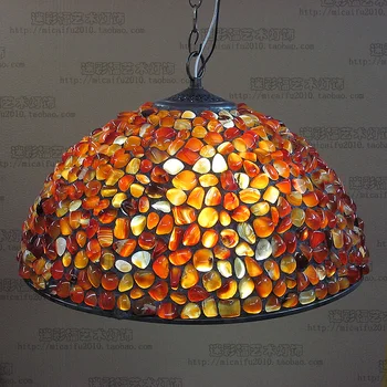 

16inch boutique antique agate jade Suspended Luminaire E27 110-240V Chain Pendant lights for Home Parlor Dining Room
