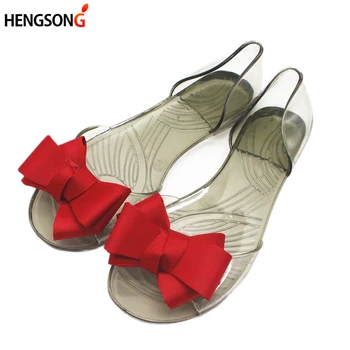 

2018 Summer Water Shoes With Big Bowknot Open Toe Flat Beach Sandals Women Outdoor Shoes Jelly Beach Sneakers