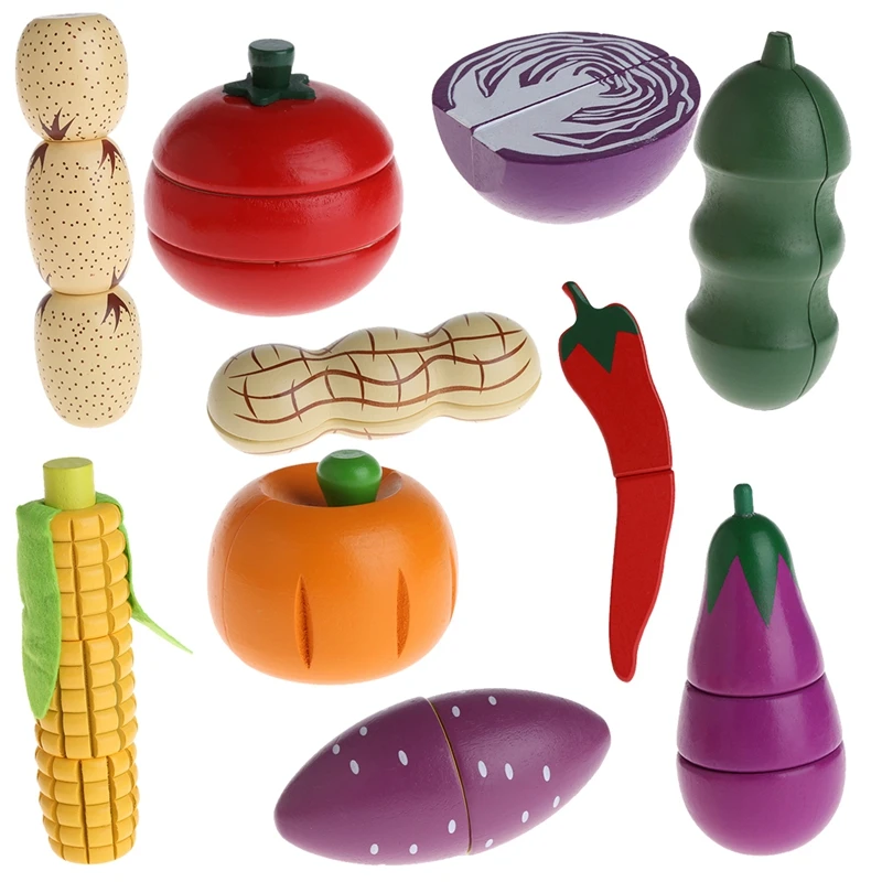 Деревянные разделочные продукты овощные разделочные Ролевые Игры развивающие игрушки подарок для ребенка