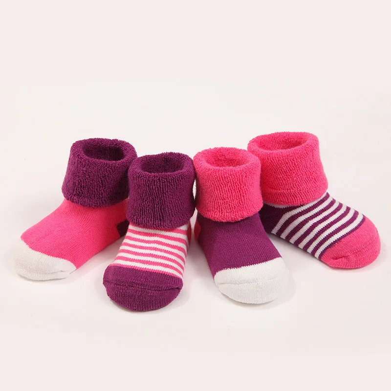 4 пар/лот, новогодние зимние плотные носки для новорожденных детские махровые носки из чистого хлопка в европейском стиле теплые носки для мальчиков и девочек