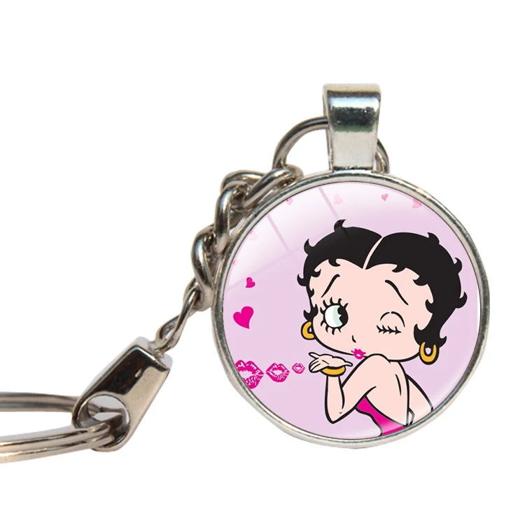 Betty Boop брелки прекрасные Обувь для девочек 80-х Винтаж Sexy Lady Брелоки для автомобиля Стекло Купола Брелок кабошон ключ ювелирные изделия ghildren день подарок - Цвет: As shown