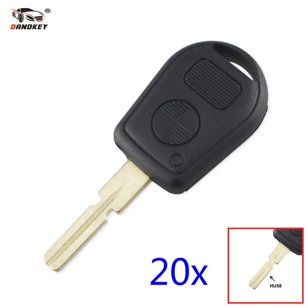 

DANDKEY 20x Remote Replacement Car Key Shell For BMW E38 E39 E36 Z3 Uncut HU58 Blanks Blade Fob 2 Buttons Keyless Entry Auto