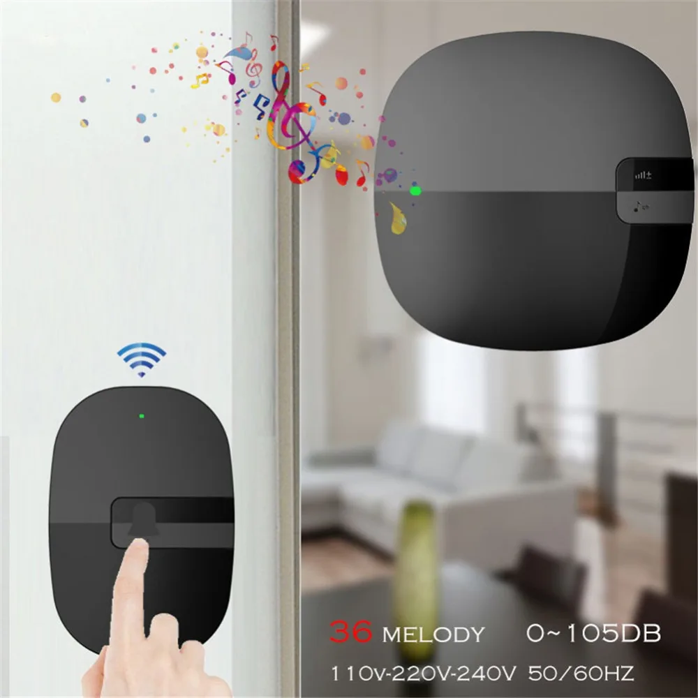SMATRUL New Waterproof Wireless Doorbell EU US Plug 350M Remote smart Door Bell Chime ring Slim 1 2 button 1 2 receiver no battery 2