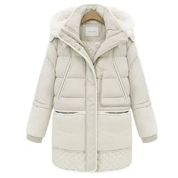 

Winter Jacket Down Cotton Coat Women Padded Long Slim Hooded Parkas Female Plus Size Warm Wool Jackets Outwear Clothing F622
