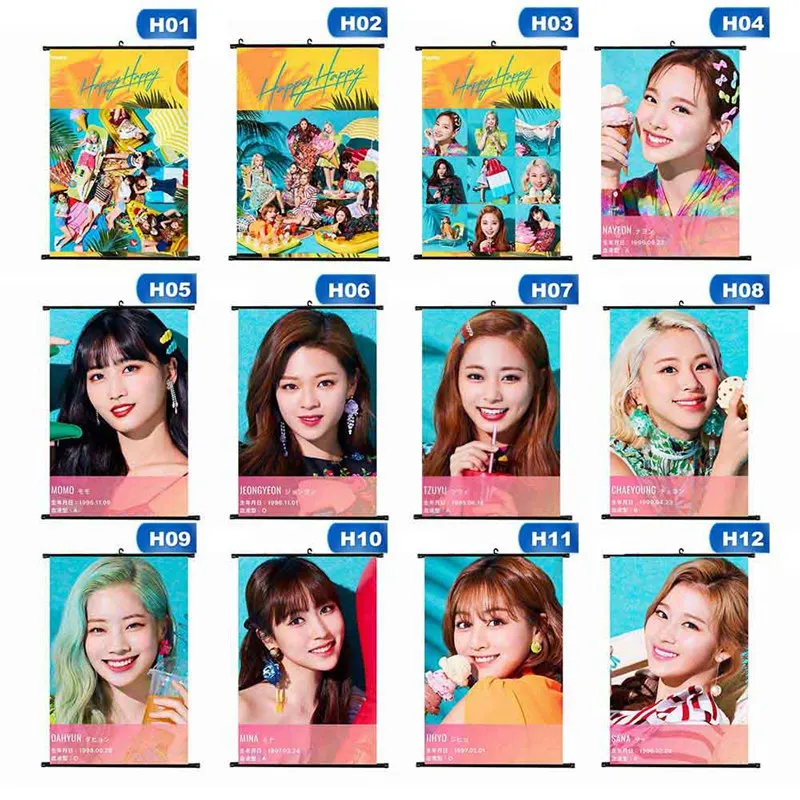 

Kpop TWICE YES or YES Album Hanging Photo Card Painting Wall Scroll Poster Stationery Set