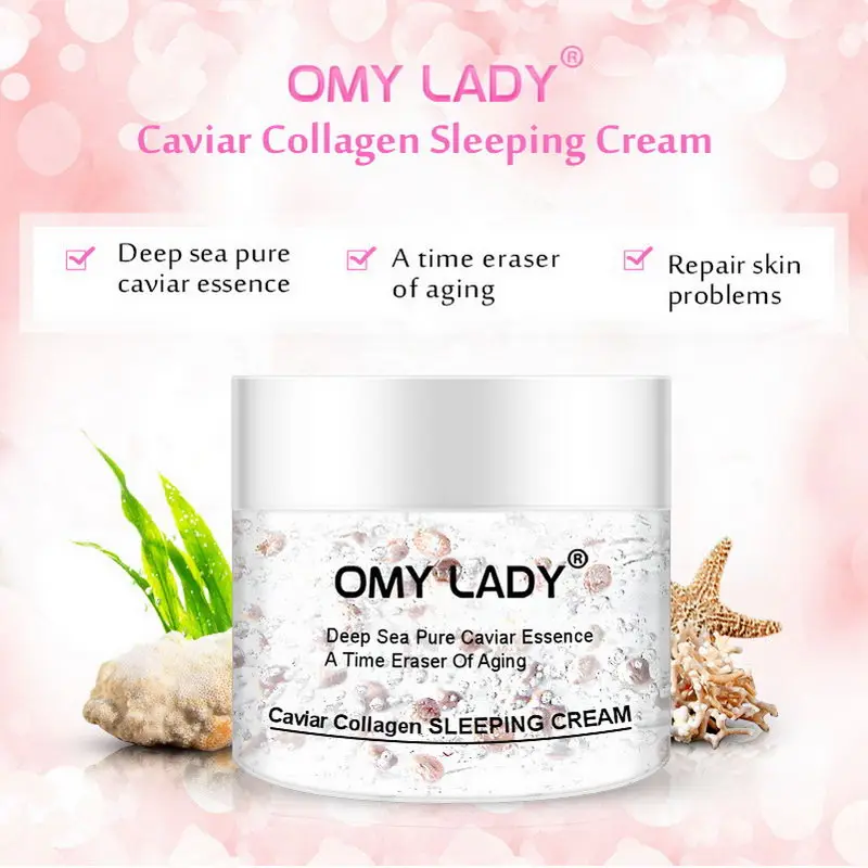 

50g High Quality Caviar Collagen Sleep Cream Moisturizes Restores Skin Elasticity Brightens Firms Skin Facial Care Tool MS NS