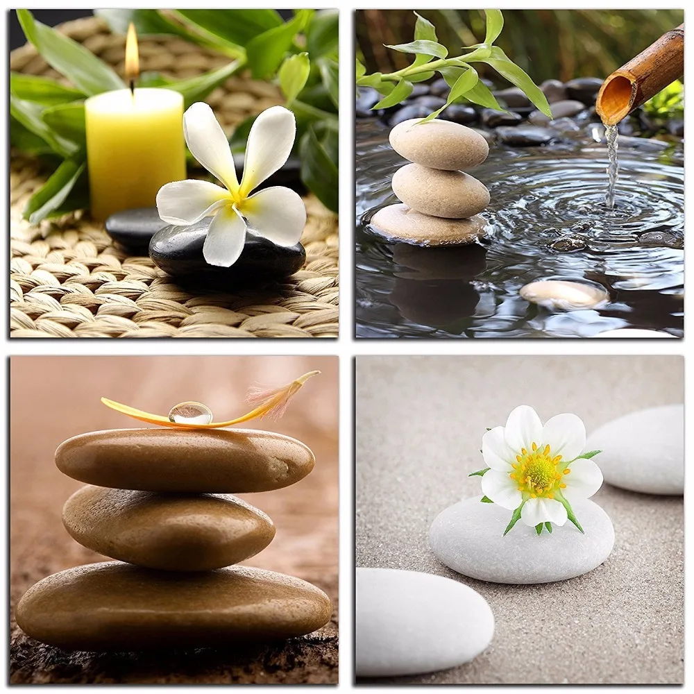 

Canvas Wall Art And Green Bamboo Zen Stone Jasmine Painting Home Decoration Picture Modern Painting Wall Decorative Canvas