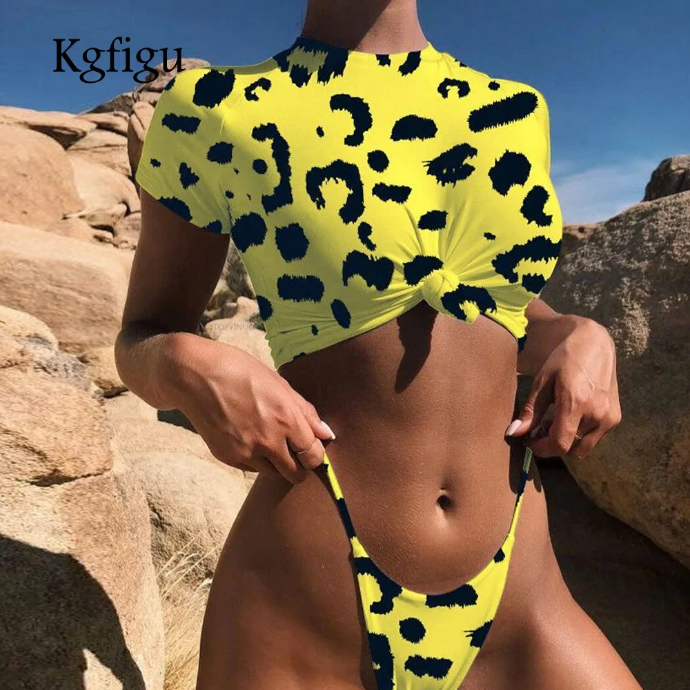 

KGFIGU two piece set 2019 summer clothes for women leapard snake print thong shorts sets sexy beach style matching sets festival