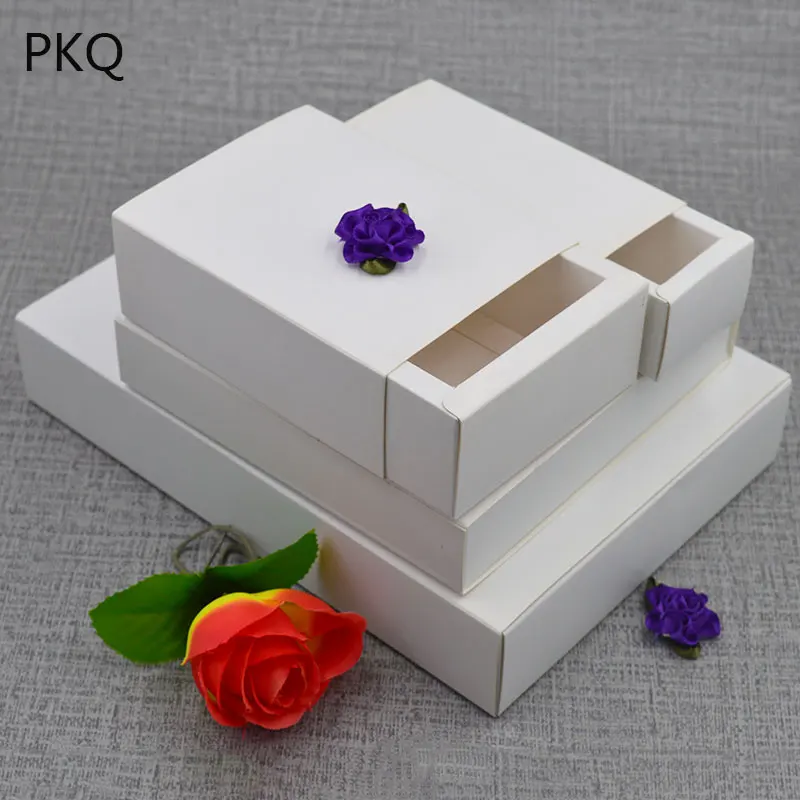 10 шт белая картонная бумажная раздвижная коробка, высокое качество белый ящик бумажная коробка для упаковки мыла ручной работы/конфет/одежды/косметики - Цвет: Белый