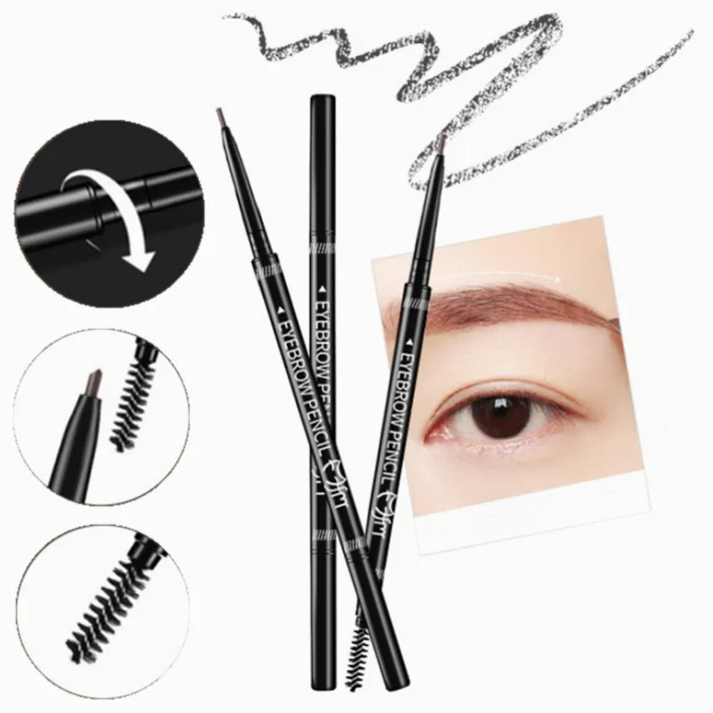 

1PC Double Ended Super Slim Eyebrow Pencil & Eyebrow Brush Waterproof Long Lasting Gray Brown Eyebrow Tatoo Pen Cosmetics